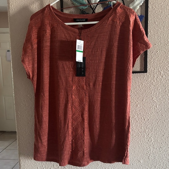 Cable & Gauge Tops - Cable & gauge Women's Short Sleeve Top in Rust NWT
